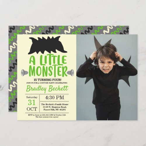 Little Monster Any Age Halloween Birthday Photo Invitation