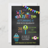 Little Monster any age photo birthday chalkboard Invitation (Front)