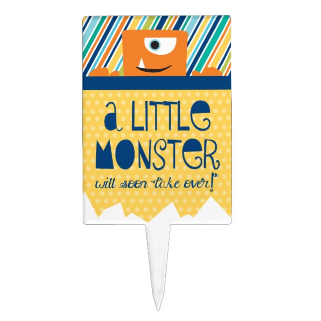 Little Monster Baby Shower cake pick (Front)