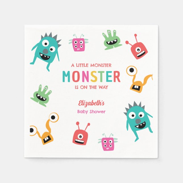 Little Monster Baby Shower Halloween Custom Napkins (Front)