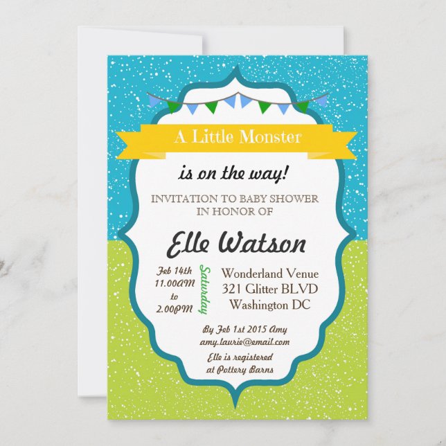 Little Monster Baby Shower invitations (Front)