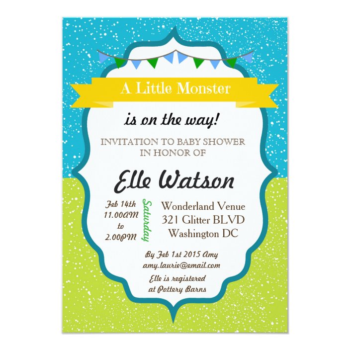 little monster baby shower invitations