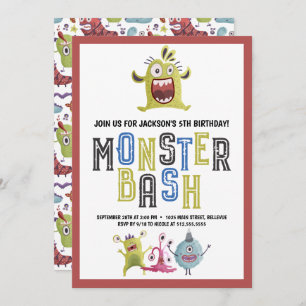 Little Monster Bash Birthday Invitation