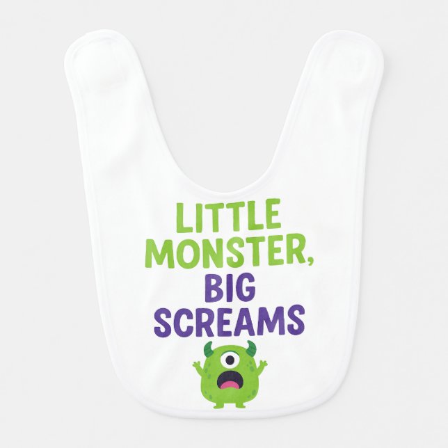 Little Monster, Big Screams Baby Bib (Front)