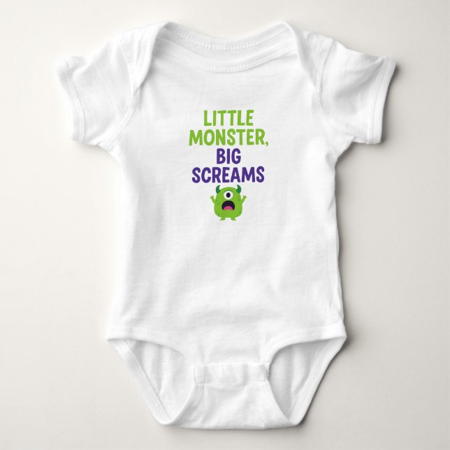 Little Monster, Big Screams Baby Bodysuit (Front)