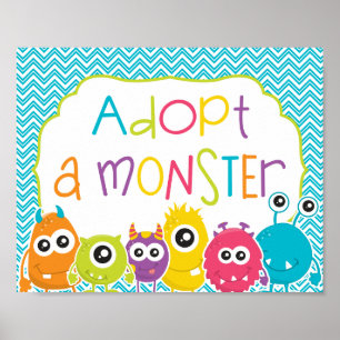 Little Monster Birthday Adopt a Monster Sign
