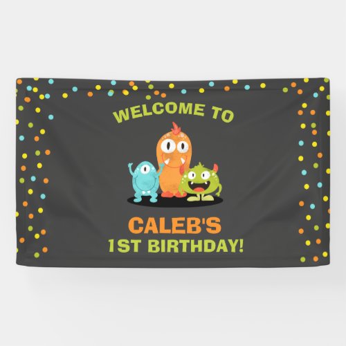 Little Monster Birthday Banner Boy Chalk Confetti