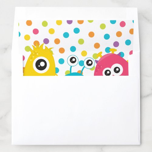 Little Monster Birthday Envelope Liner polka Dots