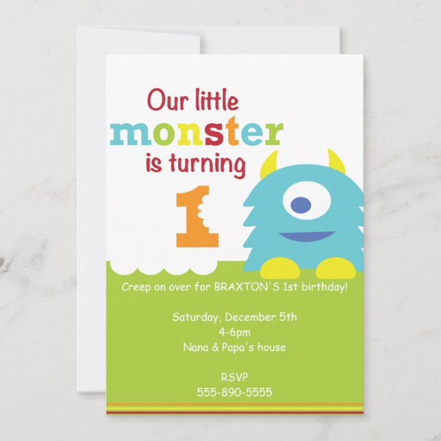 Little Monster Birthday invitation (Front)