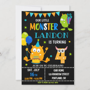 Little monster birthday invitation for boy