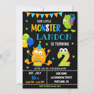 Little monster birthday invitation for boy