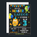 Little monster birthday invitation for boy<br><div class="desc">Monster birthday invitation for boy Little monster invitation Monster bash party invite. This template includes all 0-9 monster digits for the age, just click "Click to customize further" link and choose the age. Also there are 1-5 years old templates are listed for boy and girl birthday. This cute pastel colors...</div>