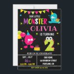 Little monster birthday invitation for girl<br><div class="desc">Monster birthday invitation for girl Little monster invitation Monster bash party invite. This template includes all 0-9 monster digits for the age, just click "Click to customize further" link and choose the age. Also there are 1-5 years old templates are listed for boy and girl birthday. This cute pastel colors...</div>