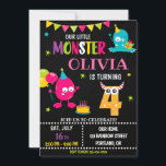 Little monster birthday invitation for girl<br><div class="desc">Monster birthday invitation for girl Little monster invitation Monster bash party invite. This template includes all 0-9 monster digits for the age, just click "Click to customize further" link and choose the age. Also there are 1-5 years old templates are listed for boy and girl birthday. This cute pastel colors...</div>