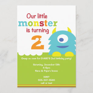 Little Monster Birthday Invite - 2nd birthday