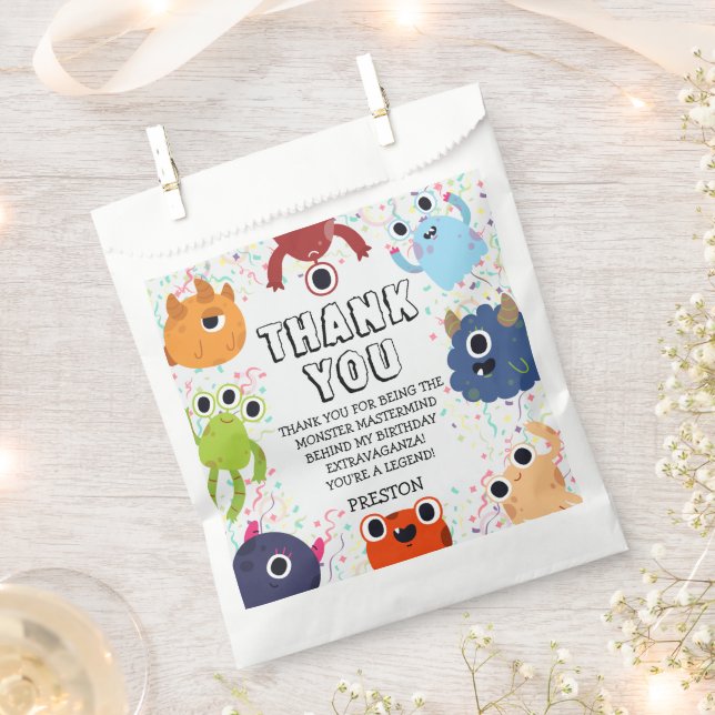 Little Monster Birthday Party for All Ages Favor Bag (Clipped)