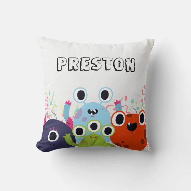 Little Monster Birthday Party for All Ages Throw Pillow (Front)