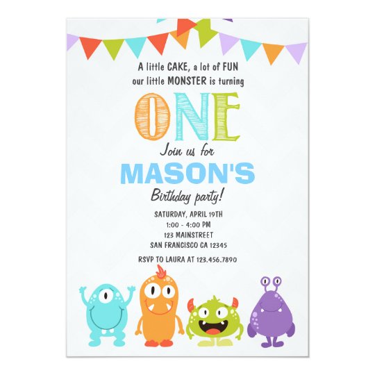 little monster birthday party invitation zazzle com