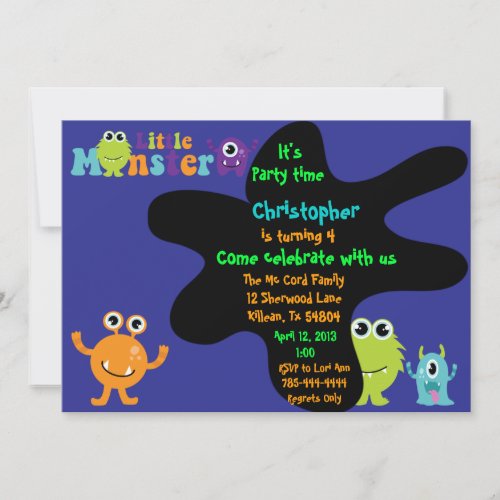 Little Monster Birthday Party Invitation