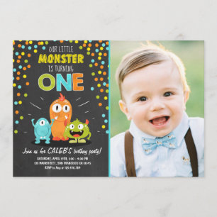 Little Monster Birthday Party Invitation Chalk