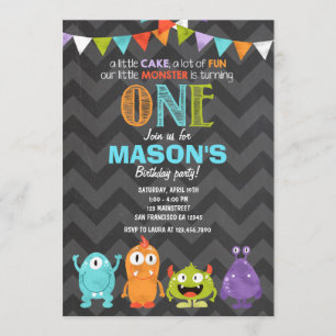 Little Monster Birthday Party Invitation Chalk