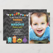Little Monster Birthday Party Invitation Chalk (Front/Back)