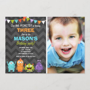 Little Monster Birthday Party Invitation Chalk