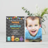 Little Monster Birthday Party Invitation Chalk (Standing Front)