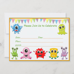 Little Monster Birthday Party Invitations