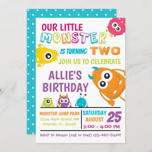 Little Monster Birthday Party Invite