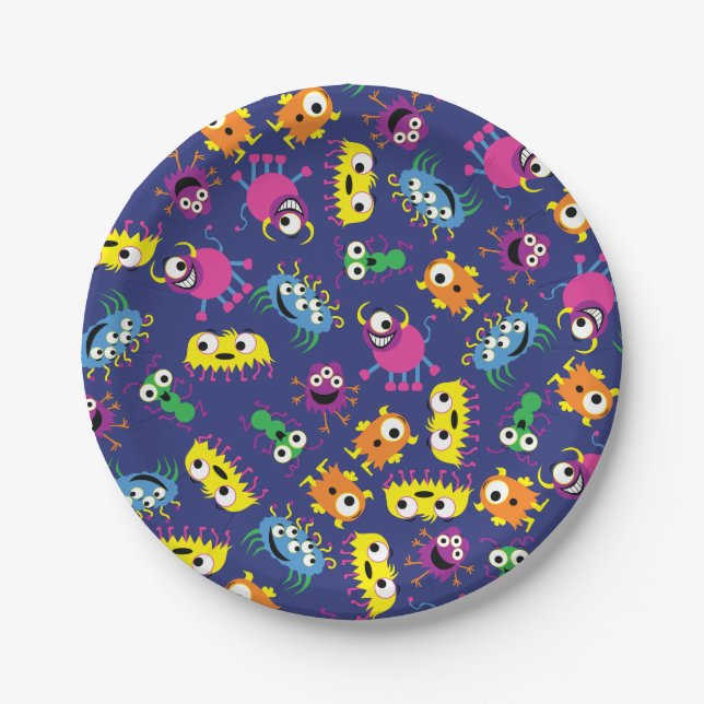Little Monster Birthday Party Paper Plates (Front)