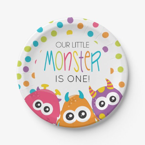 Little Monster birthday party paper plates