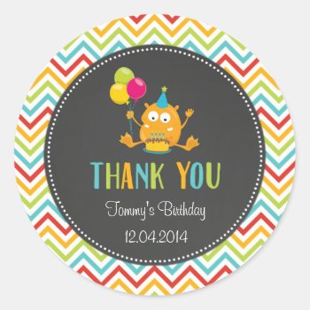 Little Monster Birthday Party Sticker by melanileestyle at Zazzle