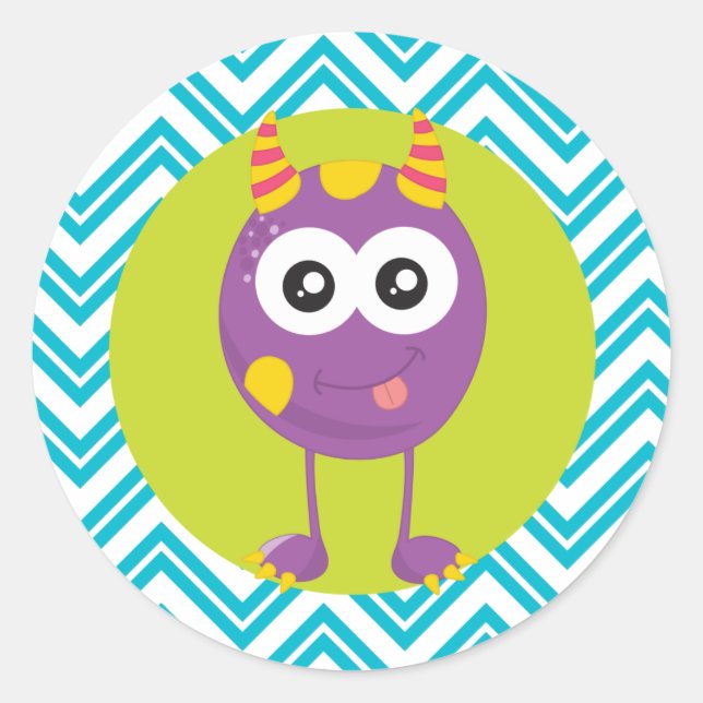 Little Monster Birthday Stickers for Favors (Front)