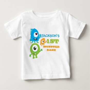 Little Monster Birthday T-shirt  First Birthday Baby T-shirt by PrinterFairy at Zazzle