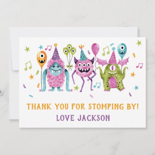 Little Monster Birthday Thank You Card