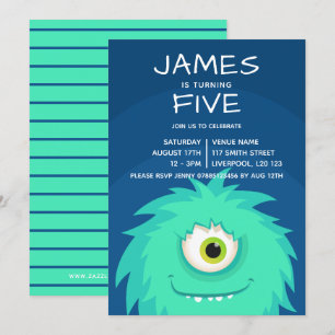 Little Monster Blue Invitation