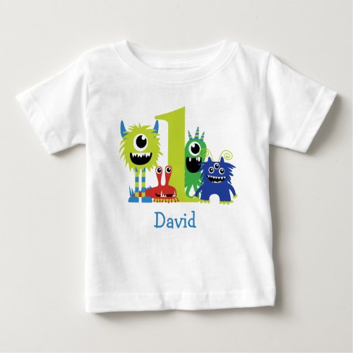 Little Monster Boy 1st Birthday Outfit Baby T_Shirt