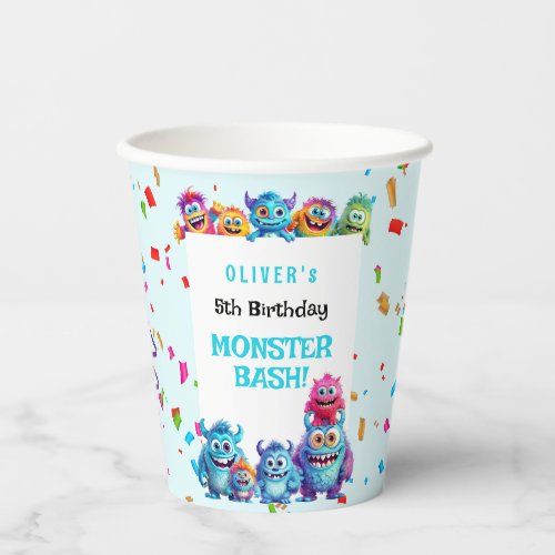 Little Monster Boy Birthday Party Paper Cups