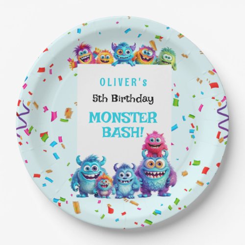 Little Monster Boy Birthday Party Paper Plates