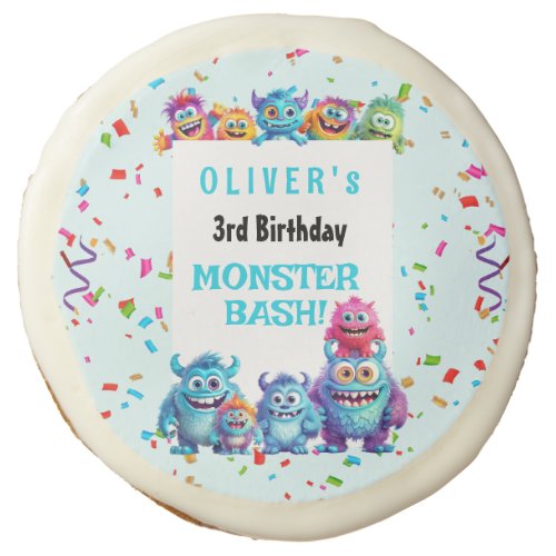 Little Monster Boy Birthday Sugar Cookie
