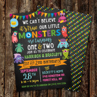Little Monster Chalkboard 1st & 2nd Joint Birthday