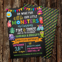 Little Monster Chalkboard 3rd & 5th Joint Birthday