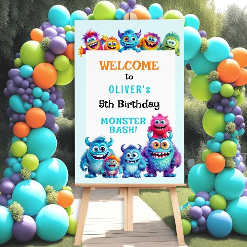 Little Monster Colorful Birthday Party Welcome Foam Board