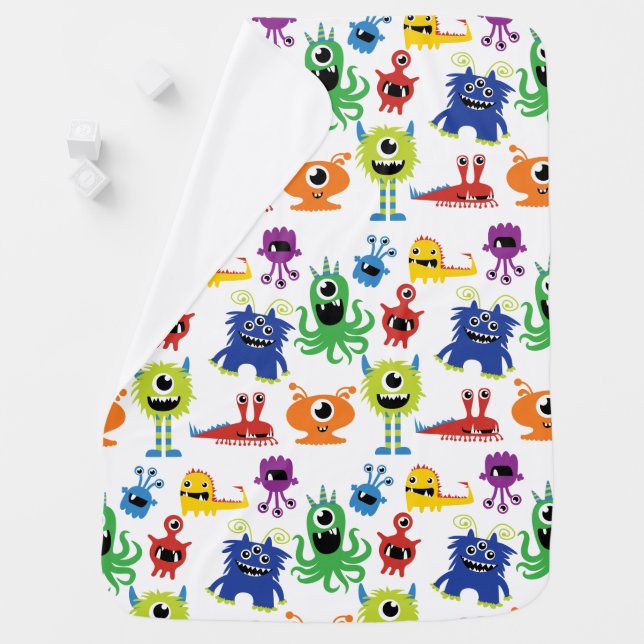 Little Monster Colorful Pattern Cute Baby Boy Blanket (In Situ)