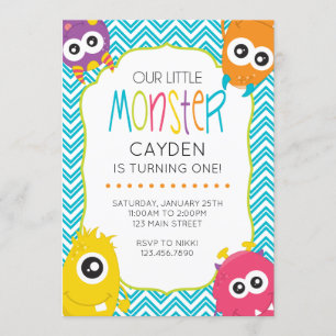 Little Monster first Birthday Invite