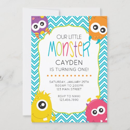 Little Monster first Birthday Invite