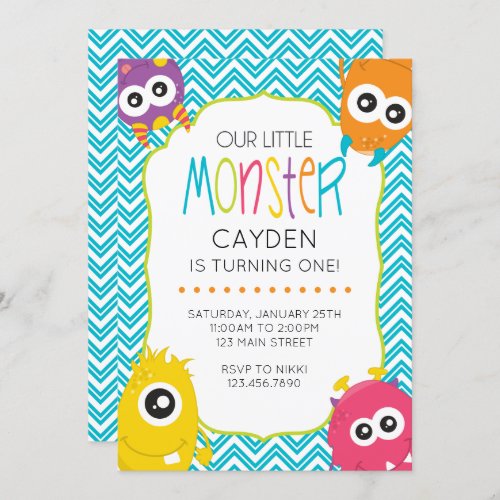 Little Monster first Birthday Invite