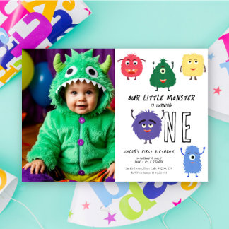 Little Monster First Birthday Party Invitation