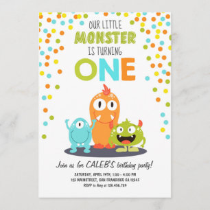 Little Monster First Birthday Party Invitation Boy